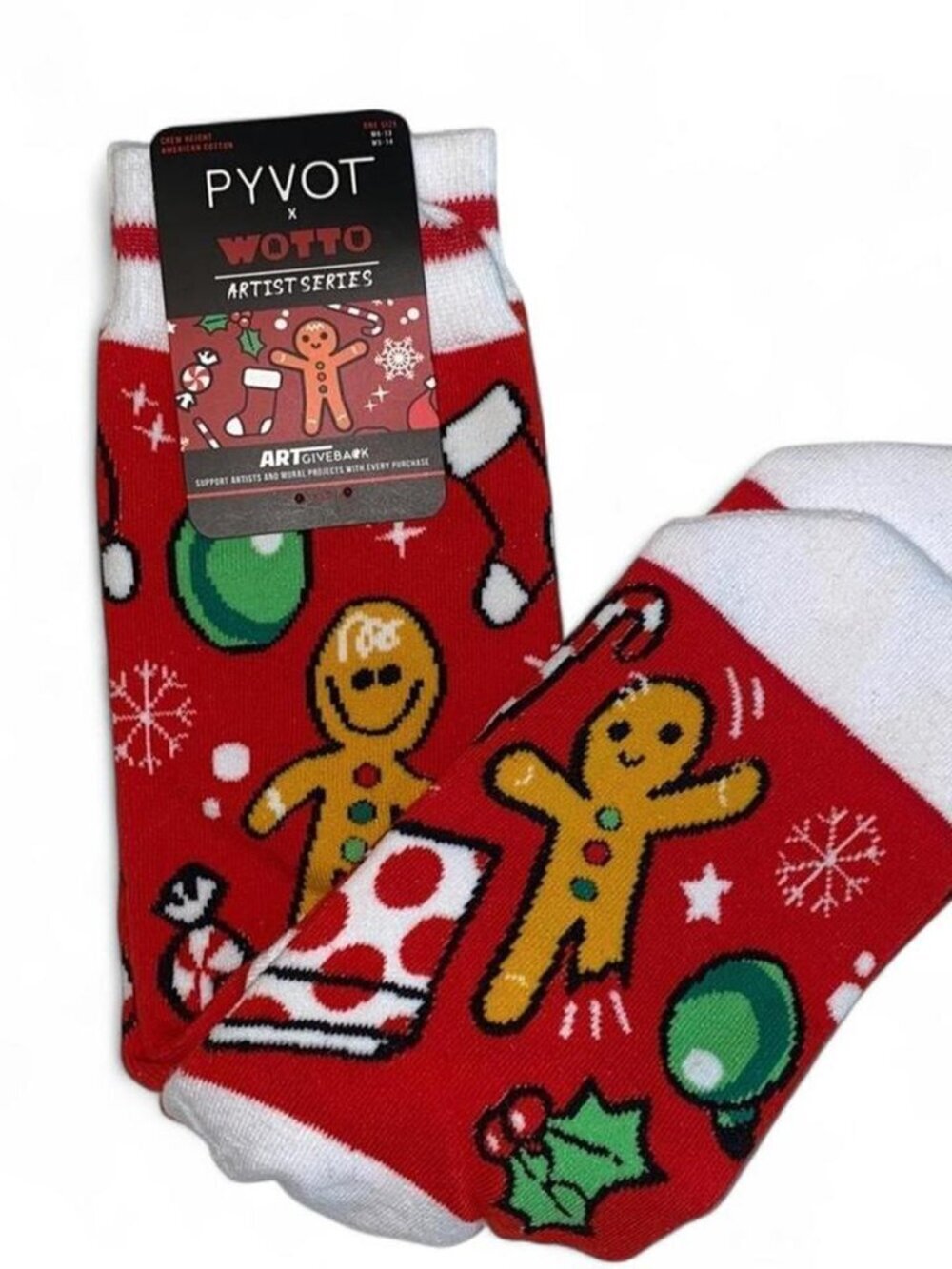 Red Gingerbread Holiday Socks